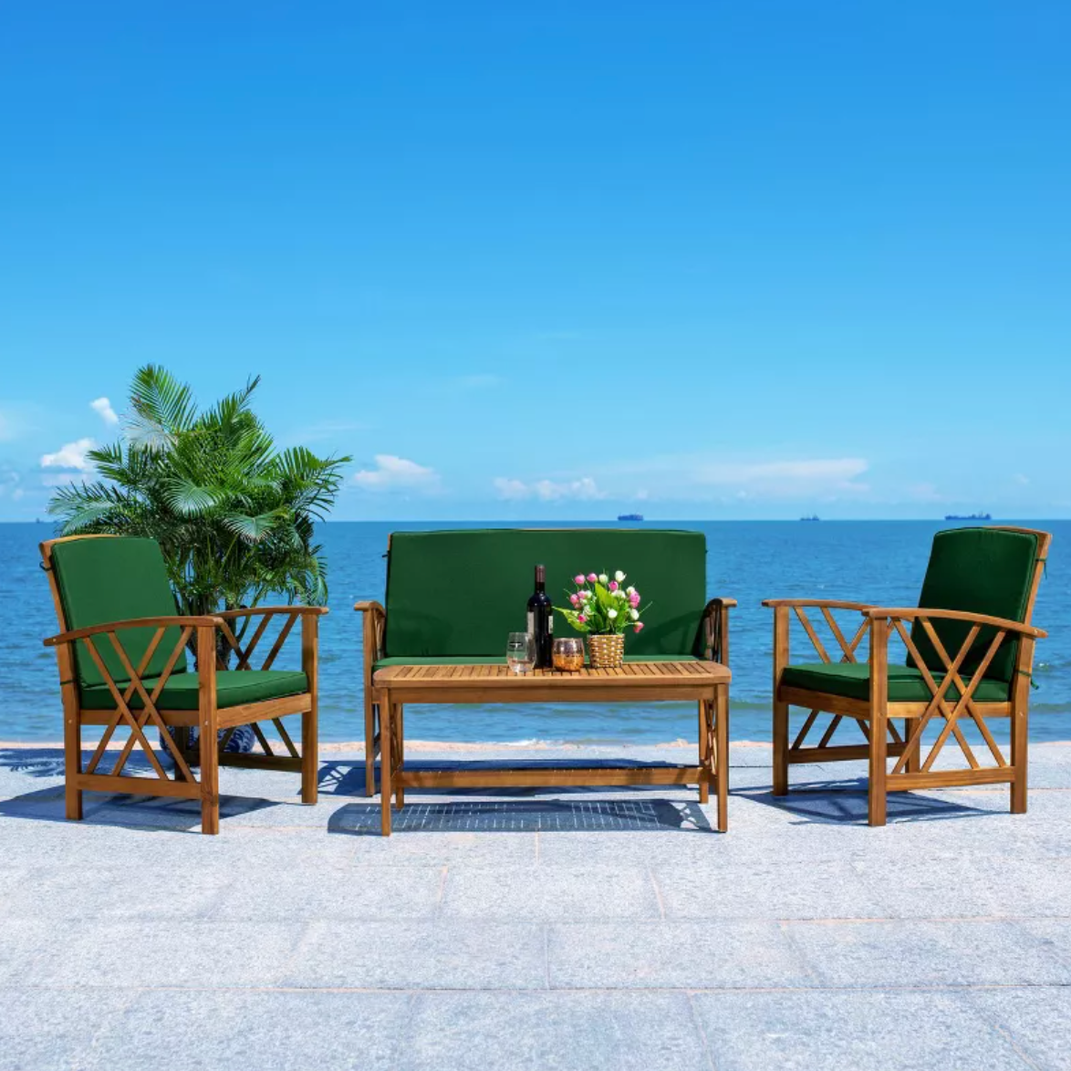 Safavieh Fontana 4-Piece Patio Outdoor Conversation Set